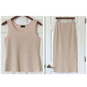 Front Street 90's Vintage Textured Tank Top & Maxi Skirt Matching Set Cream S